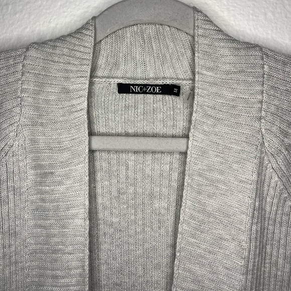 NIC+ZOE Gray Textured Open Front Cardigan - Size M - Picture 2 of 6